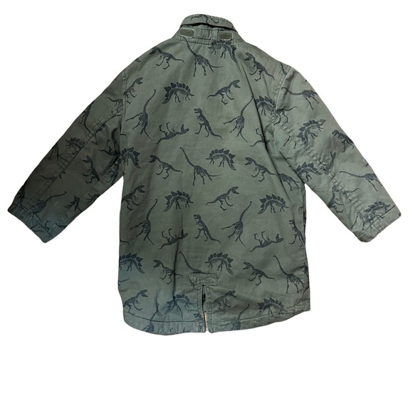 H&M army green zip up dinosaur print jacket. Size 3-4 years - Picture 2 of 6